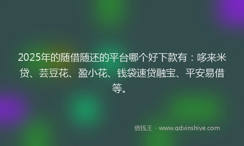 2025年的随借随还的平台哪个好下款有：哆来米贷、芸豆花、盈小花、钱袋速贷融宝、平安易借等。