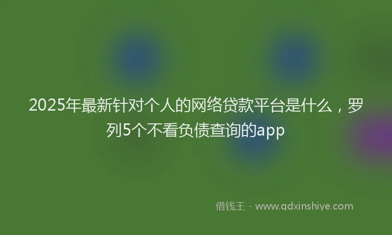2025年最新针对个人的网络贷款平台是什么，罗列5个不看负债查询的app