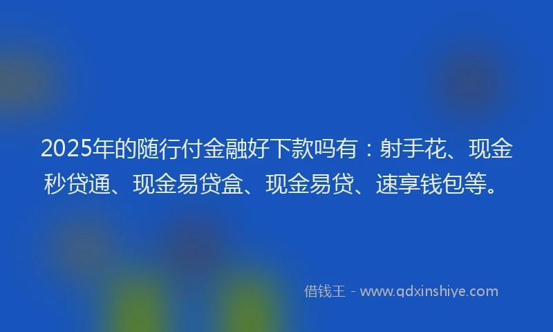 2025年的随行付金融好下款吗有：射手花、现金秒贷通、现金易贷盒、现金易贷、速享钱包等。