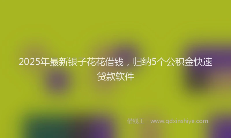 2025年最新银子花花借钱，归纳5个公积金快速贷款软件
