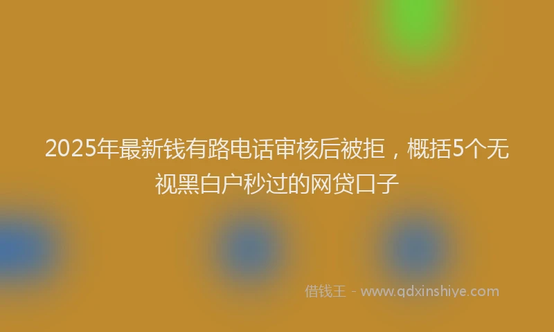 2025年最新钱有路电话审核后被拒，概括5个无视黑白户秒过的网贷口子