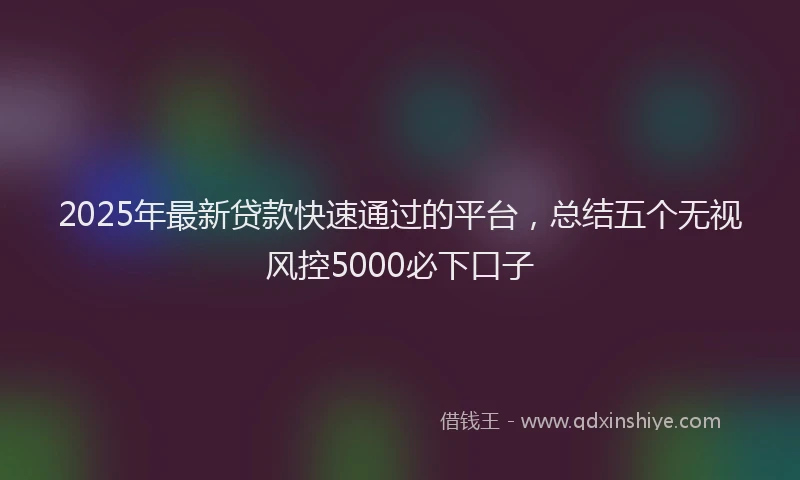 2025年最新贷款快速通过的平台，总结五个无视风控5000必下口子
