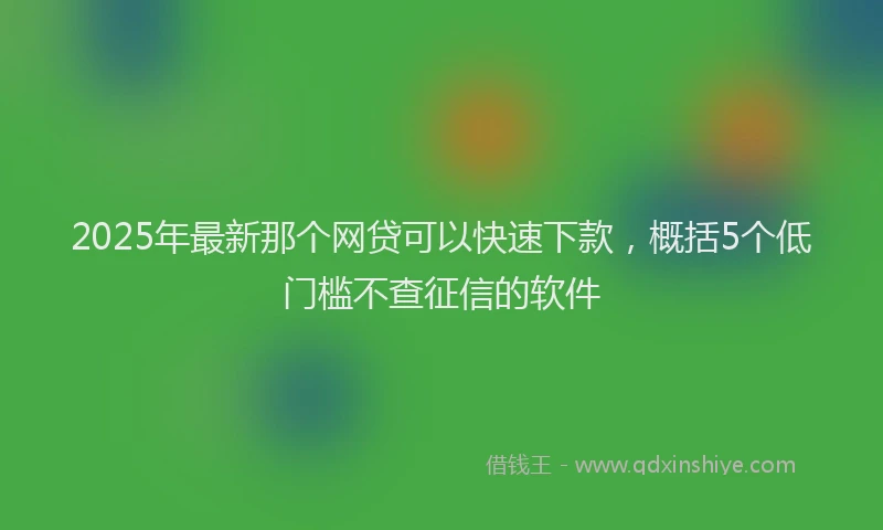 2025年最新那个网贷可以快速下款，概括5个低门槛不查征信的软件