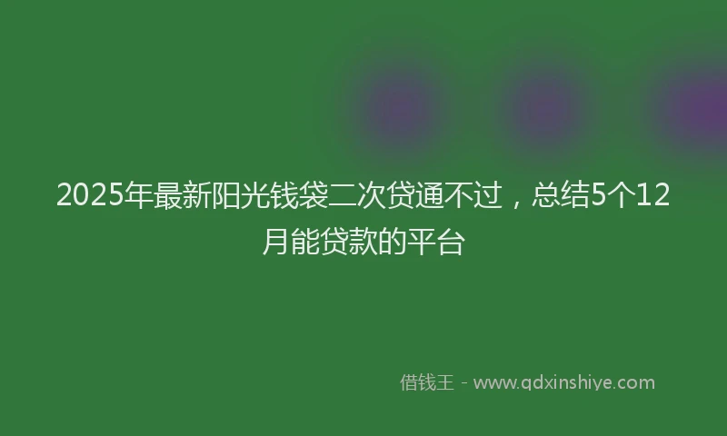 2025年最新阳光钱袋二次贷通不过，总结5个12月能贷款的平台
