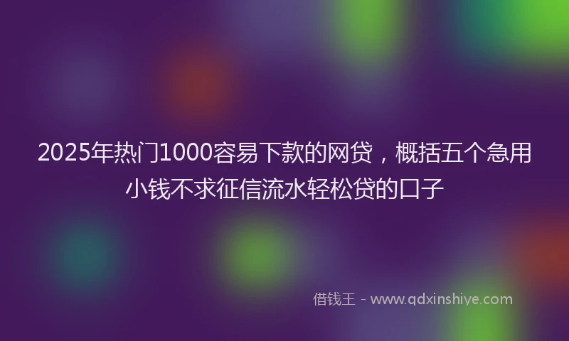 2025年热门1000容易下款的网贷，概括五个急用小钱不求征信流水轻松贷的口子