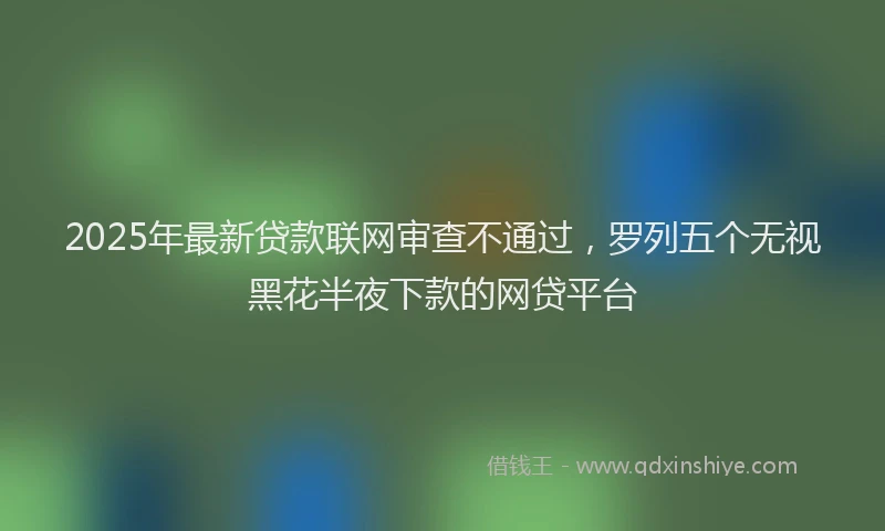 2025年最新贷款联网审查不通过，罗列五个无视黑花半夜下款的网贷平台