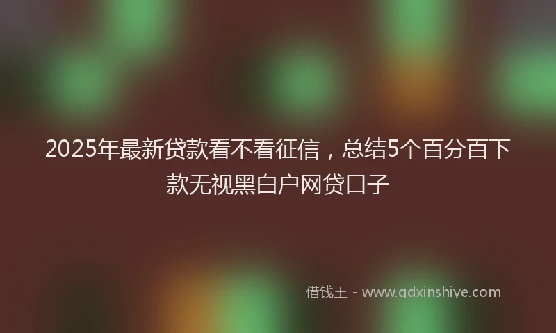 2025年最新贷款看不看征信，总结5个百分百下款无视黑白户网贷口子