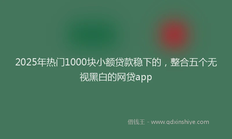 2025年热门1000块小额贷款稳下的，整合五个无视黑白的网贷app