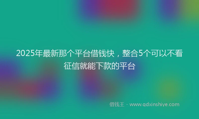 2025年最新那个平台借钱快，整合5个可以不看征信就能下款的平台