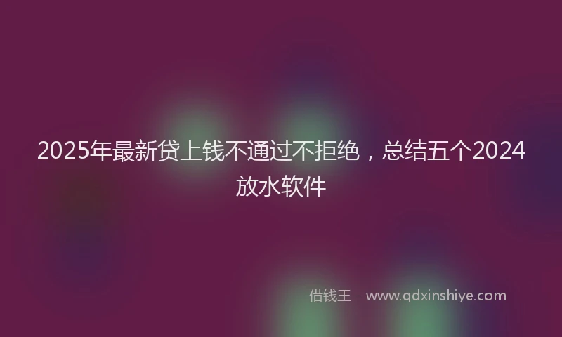 2025年最新贷上钱不通过不拒绝，总结五个2024放水软件
