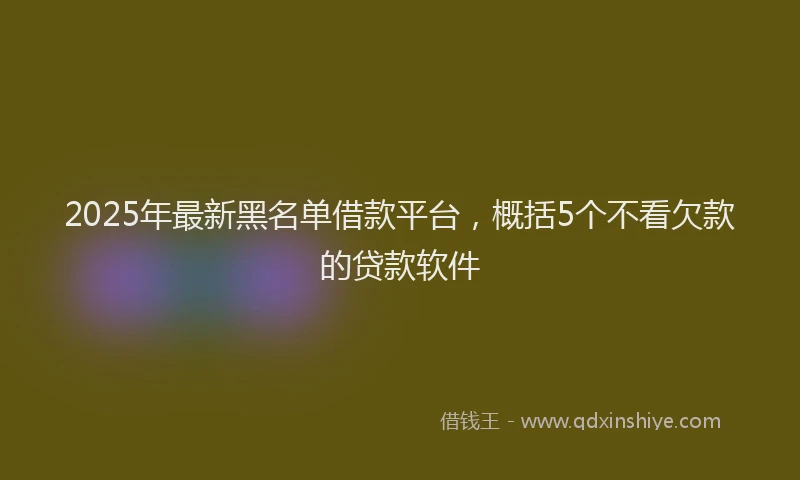 2025年最新黑名单借款平台，概括5个不看欠款的贷款软件