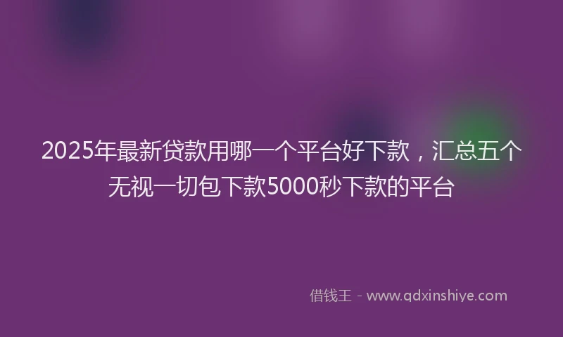 2025年最新贷款用哪一个平台好下款，汇总五个无视一切包下款5000秒下款的平台