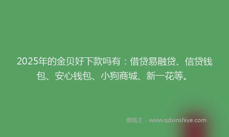 2025年的金贝好下款吗有：借贷易融贷、信贷钱包、安心钱包、小狗商城、新一花等。