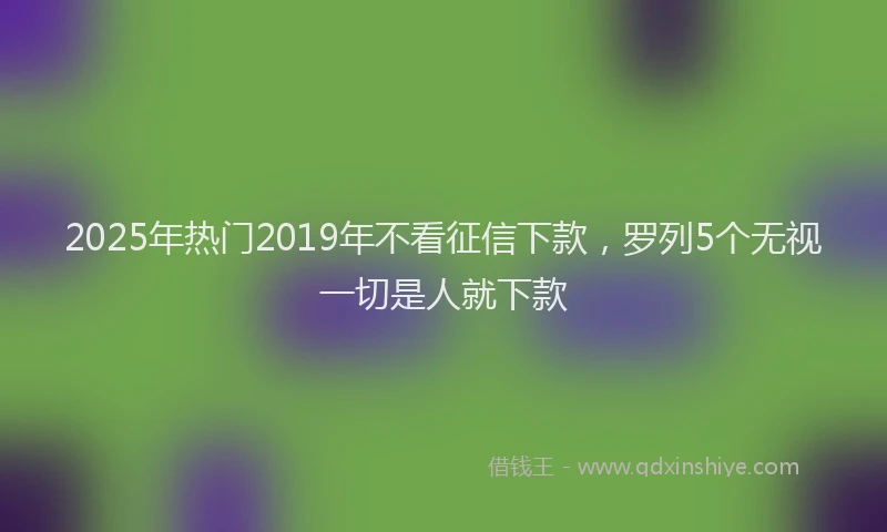 2025年热门2019年不看征信下款，罗列5个无视一切是人就下款