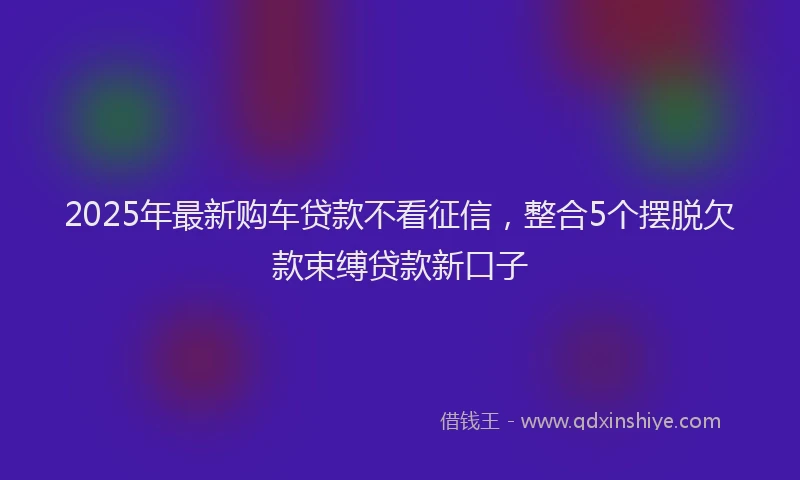 2025年最新购车贷款不看征信，整合5个摆脱欠款束缚贷款新口子