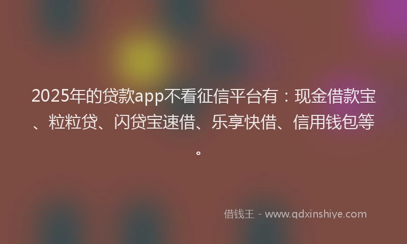 2025年的贷款app不看征信平台有：现金借款宝、粒粒贷、闪贷宝速借、乐享快借、信用钱包等。