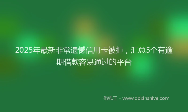 2025年最新非常遗憾信用卡被拒，汇总5个有逾期借款容易通过的平台