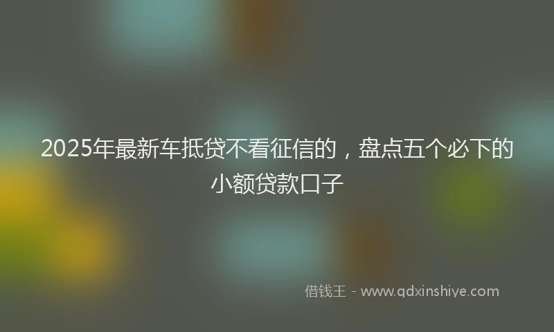 2025年最新车抵贷不看征信的，盘点五个必下的小额贷款口子