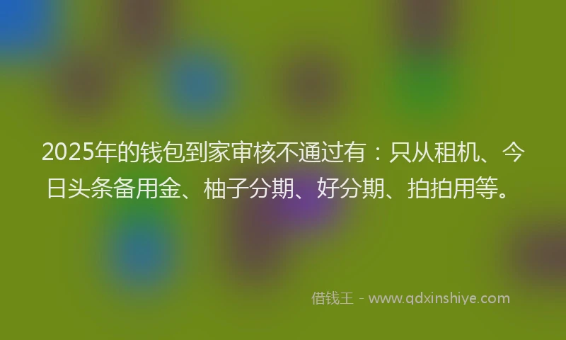 2025年的钱包到家审核不通过有：只从租机、今日头条备用金、柚子分期、好分期、拍拍用等。
