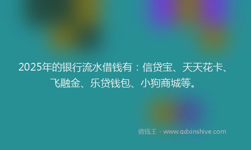 2025年的银行流水借钱有：信贷宝、天天花卡、飞融金、乐贷钱包、小狗商城等。