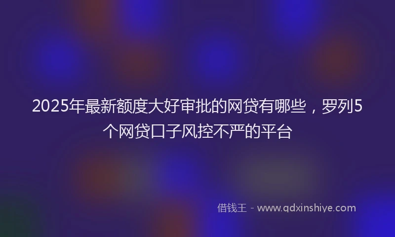 2025年最新额度大好审批的网贷有哪些，罗列5个网贷口子风控不严的平台