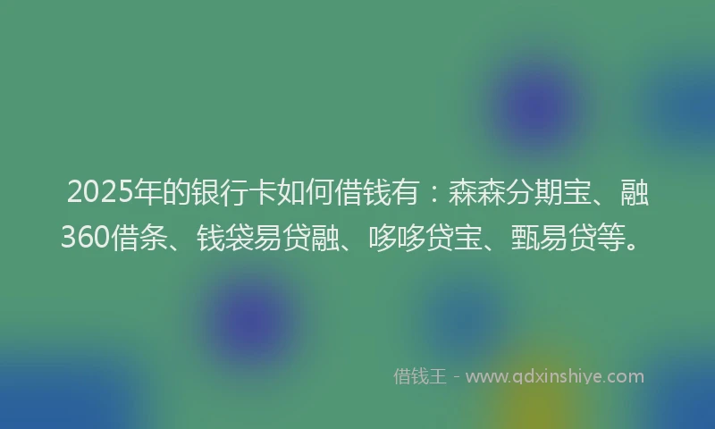 2025年的银行卡如何借钱有：森森分期宝、融360借条、钱袋易贷融、哆哆贷宝、甄易贷等。
