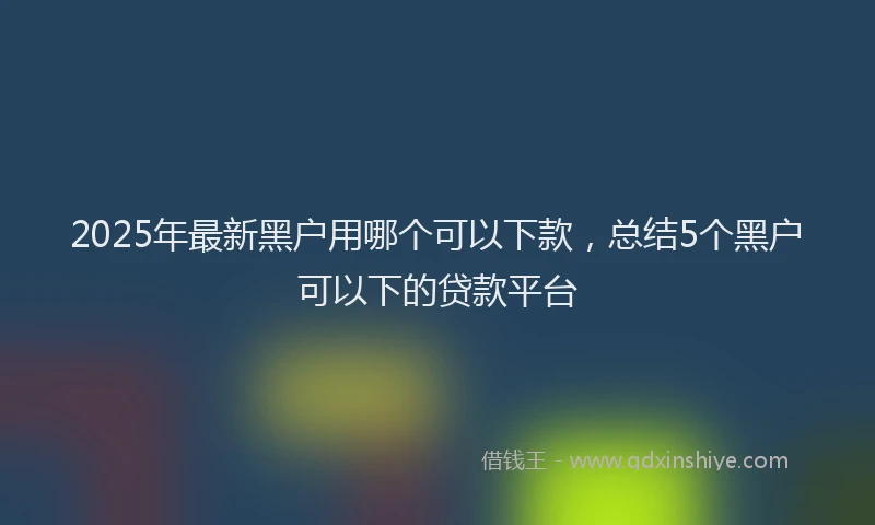 2025年最新黑户用哪个可以下款，总结5个黑户可以下的贷款平台