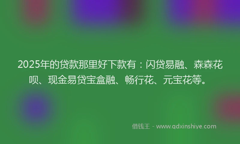 2025年的贷款那里好下款有：闪贷易融、森森花呗、现金易贷宝盒融、畅行花、元宝花等。
