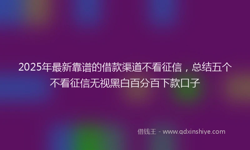 2025年最新靠谱的借款渠道不看征信，总结五个不看征信无视黑白百分百下款口子