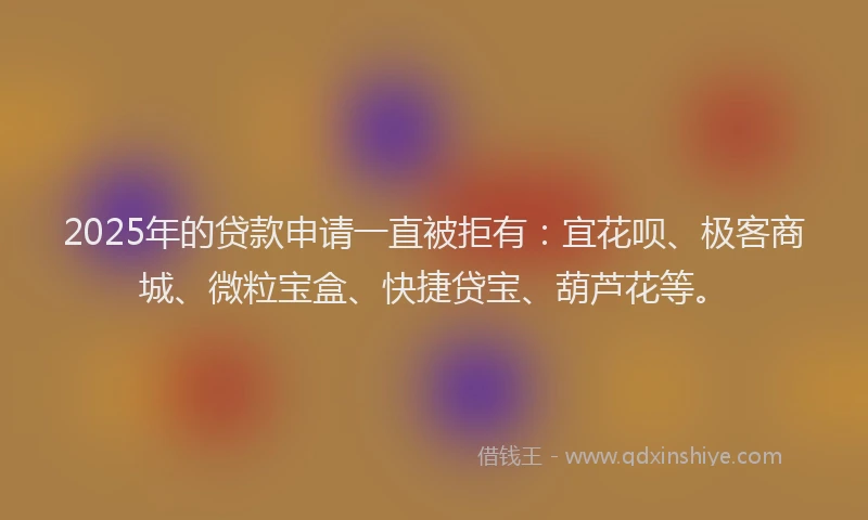 2025年的贷款申请一直被拒有：宜花呗、极客商城、微粒宝盒、快捷贷宝、葫芦花等。