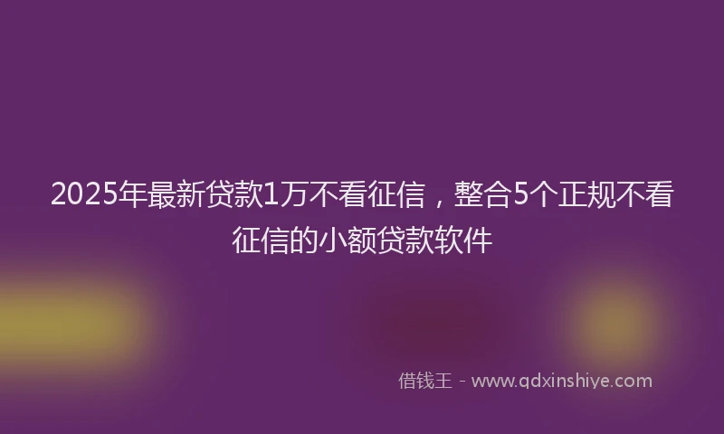 2025年最新贷款1万不看征信，整合5个正规不看征信的小额贷款软件