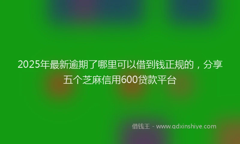 2025年最新逾期了哪里可以借到钱正规的，分享五个芝麻信用600贷款平台