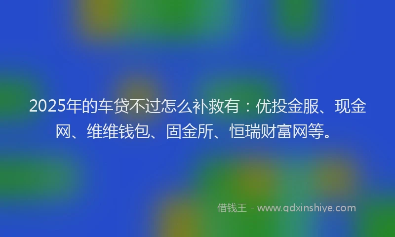 2025年的车贷不过怎么补救有：优投金服、现金网、维维钱包、固金所、恒瑞财富网等。