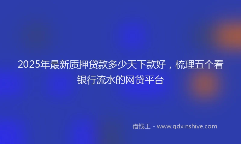 2025年最新质押贷款多少天下款好，梳理五个看银行流水的网贷平台