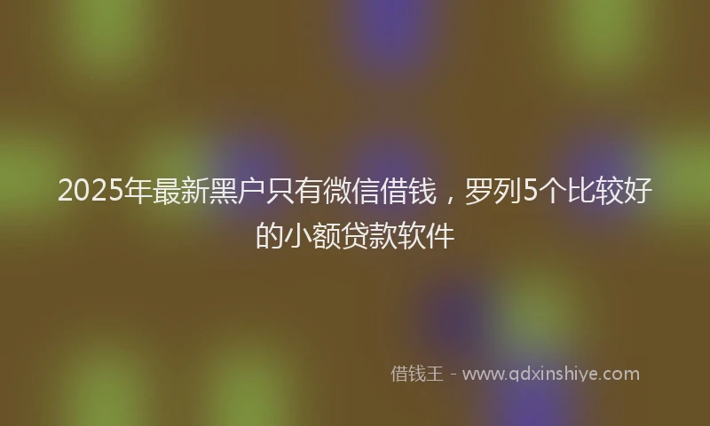 2025年最新黑户只有微信借钱，罗列5个比较好的小额贷款软件