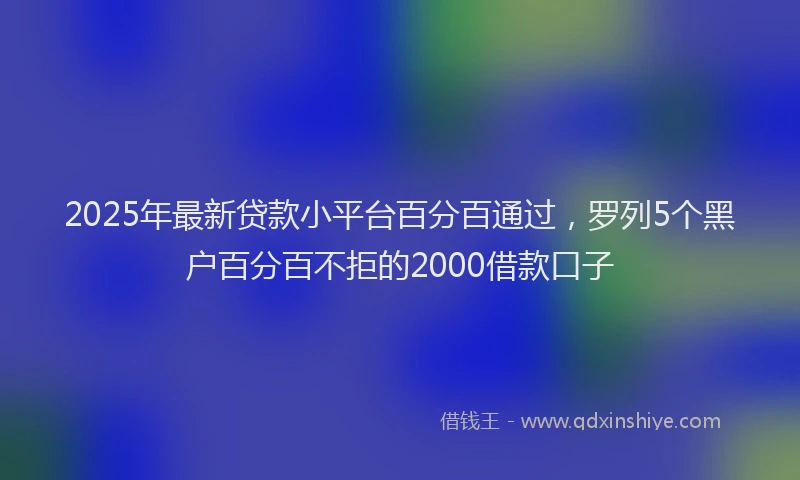 2025年最新贷款小平台百分百通过，罗列5个黑户百分百不拒的2000借款口子