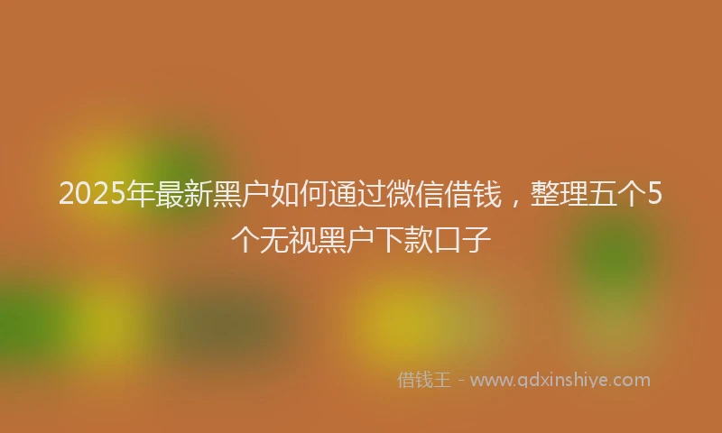 2025年最新黑户如何通过微信借钱，整理五个5个无视黑户下款口子