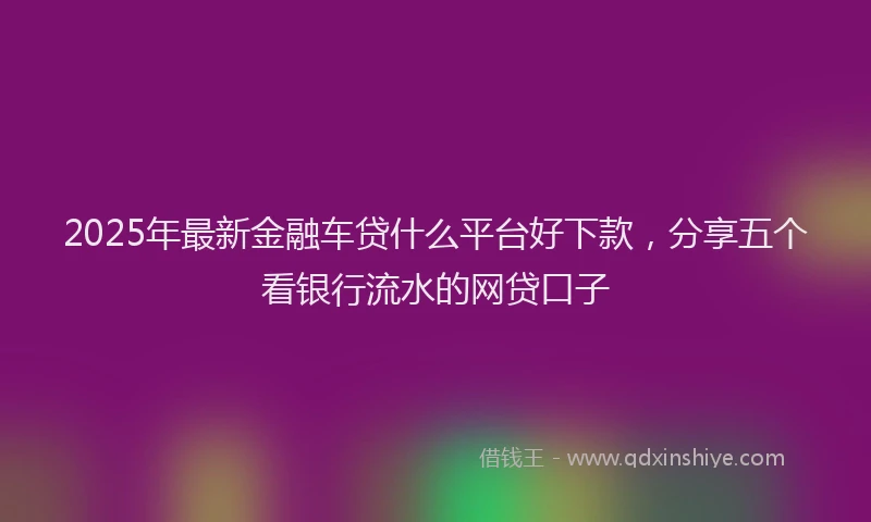 2025年最新金融车贷什么平台好下款，分享五个看银行流水的网贷口子