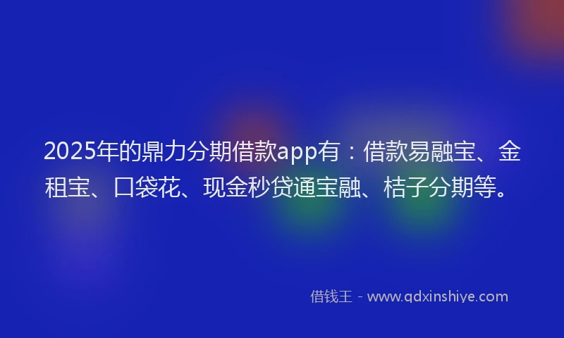 2025年的鼎力分期借款app有：借款易融宝、金租宝、口袋花、现金秒贷通宝融、桔子分期等。