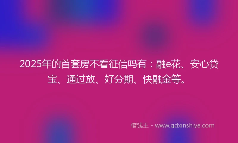 2025年的首套房不看征信吗有：融e花、安心贷宝、通过放、好分期、快融金等。