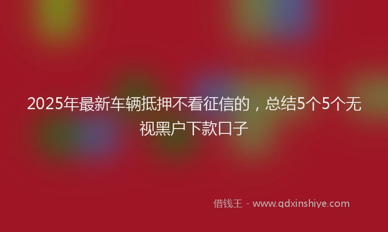 2025年最新车辆抵押不看征信的，总结5个5个无视黑户下款口子