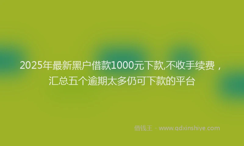 2025年最新黑户借款1000元下款,不收手续费，汇总五个逾期太多仍可下款的平台
