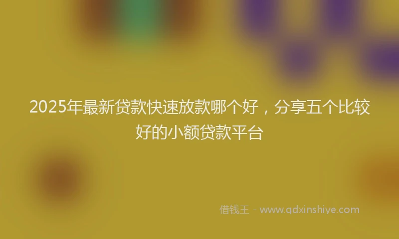 2025年最新贷款快速放款哪个好，分享五个比较好的小额贷款平台