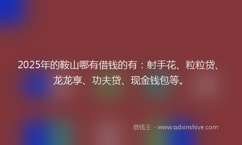 2025年的鞍山哪有借钱的有：射手花、粒粒贷、龙龙享、功夫贷、现金钱包等。