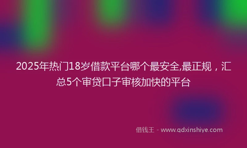 2025年热门18岁借款平台哪个最安全,最正规，汇总5个审贷口子审核加快的平台