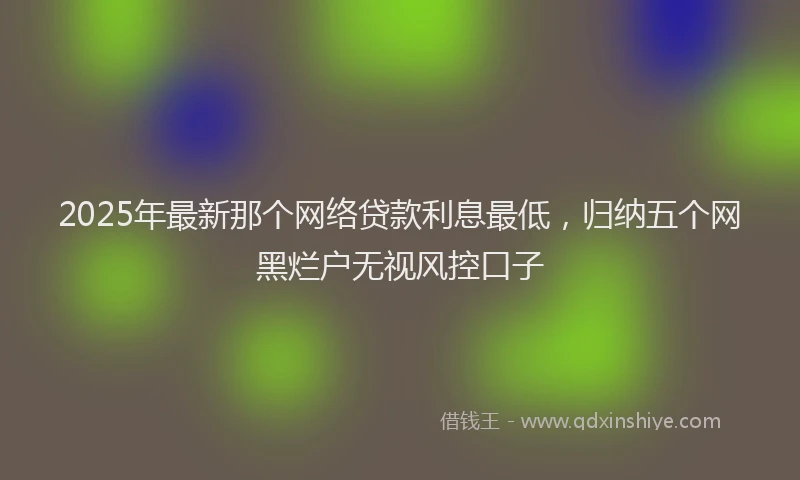 2025年最新那个网络贷款利息最低，归纳五个网黑烂户无视风控口子