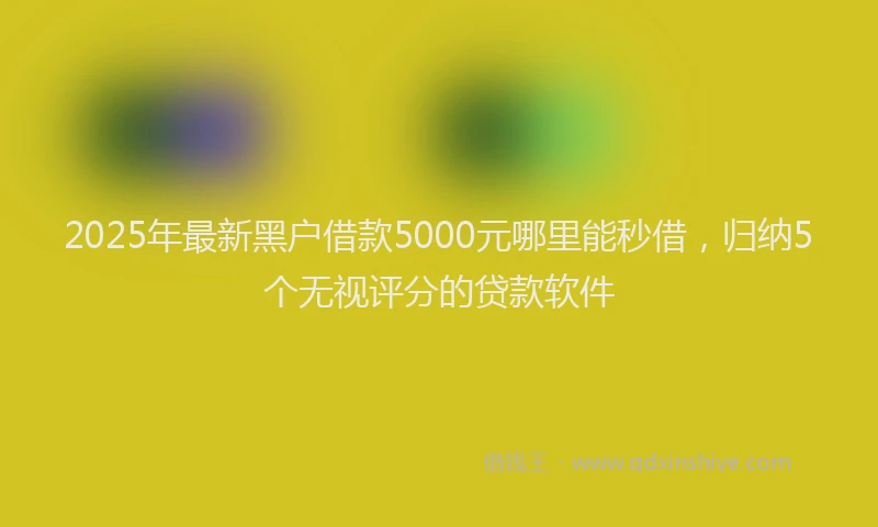 2025年最新黑户借款5000元哪里能秒借，归纳5个无视评分的贷款软件