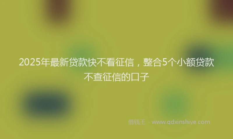 2025年最新贷款快不看征信，整合5个小额贷款不查征信的口子