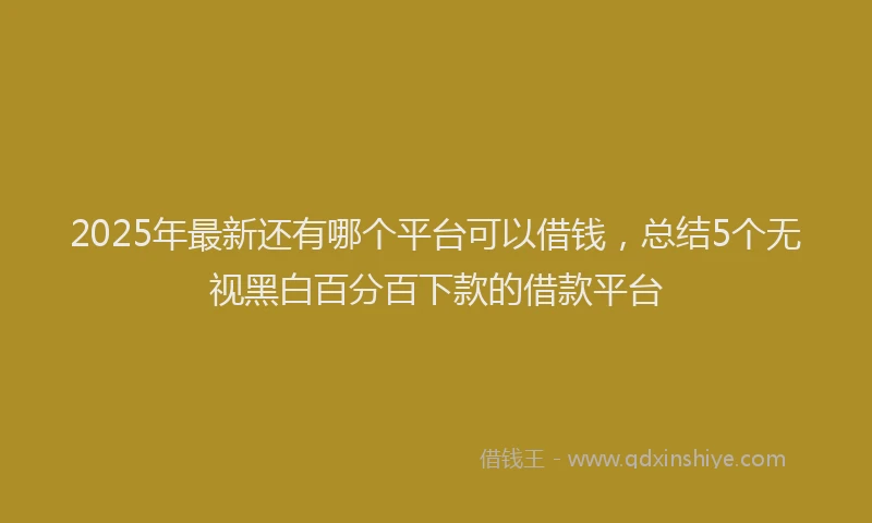 2025年最新还有哪个平台可以借钱，总结5个无视黑白百分百下款的借款平台