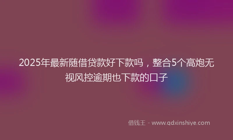 2025年最新随借贷款好下款吗，整合5个高炮无视风控逾期也下款的口子